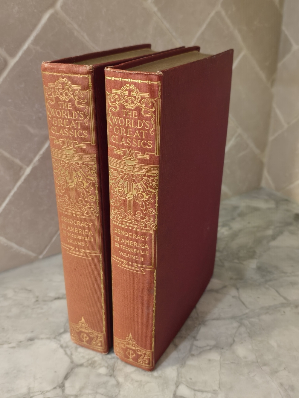 Antique Books "World's Greatest Classics" Democracy By Tocqueville Vol. 1 & 2